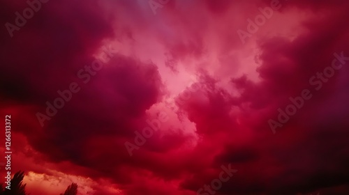 Red stormy sky, dramatic cloudscape