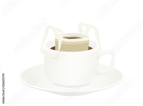 ドリップバッグでコーヒーを淹れているイラスト