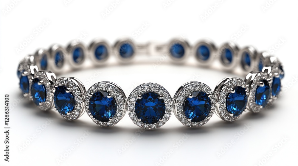 Elegant Sapphire Bracelet on White Background Elegant Sapphire Bracelet on White Background