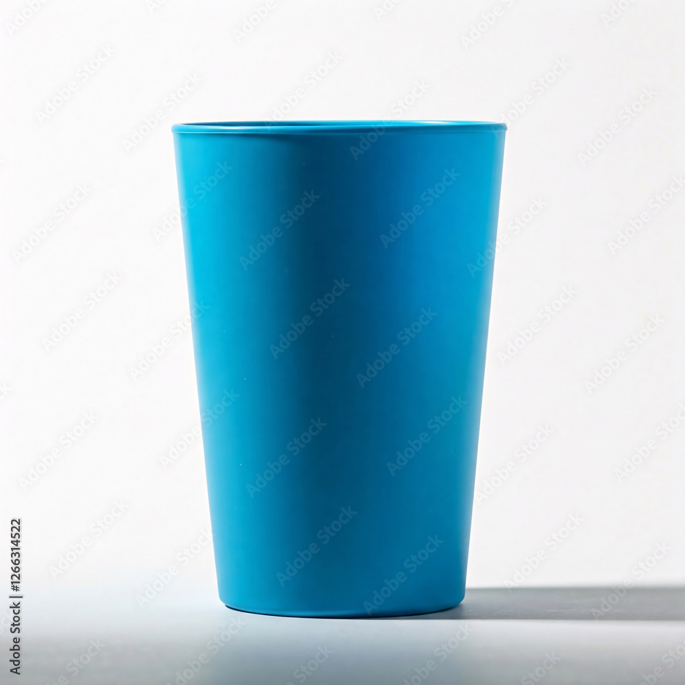 Blue plastic cup isolated on a white background front view Blue plastic cup isolated on a white background front view