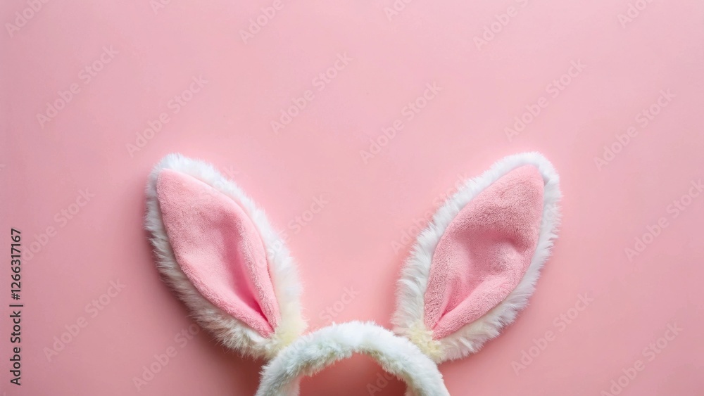 Pink Bunny Ears Headband on a Pink Background, Perfect for Springtime Festivities and Adorable Photo Opportunities Pink Bunny Ears Headband on a Pink Background, Perfect for Springtime Festivities and Adorable Photo Opportunities