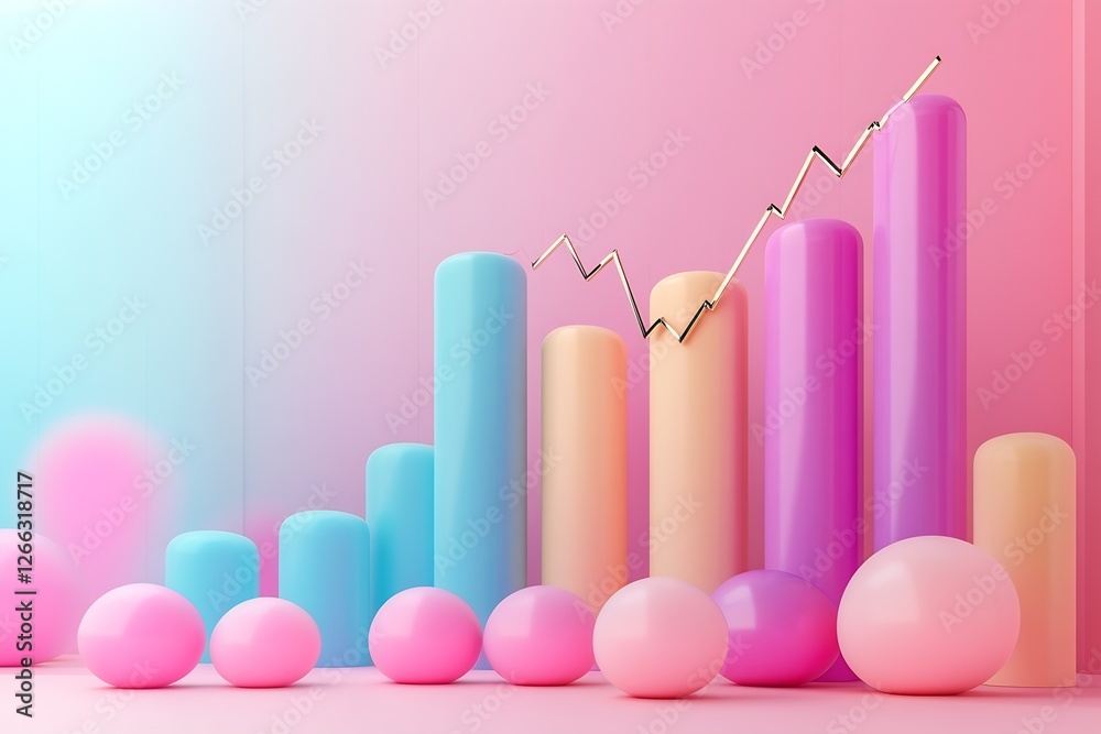 Elegant and modern finance visualization with colorful pillar graphs and soft cloud elements in contemporary design : Generative AI Elegant and modern finance visualization with colorful pillar graphs and soft cloud elements in contemporary design : Generative AI