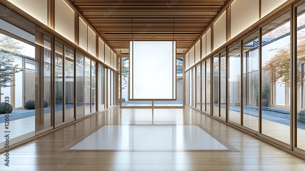 Fototapeta premium Serene Minimalist Japanese Corridor Design