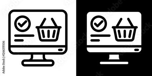 checkout success online shopping line and glyph icon, outline and glyph vector sign, linear and glyph style pictogram isolated on white and black. ecommerce symbol, logo, icon, illustration