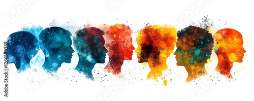 Illustration of colorful human heads representing cultural intelligence