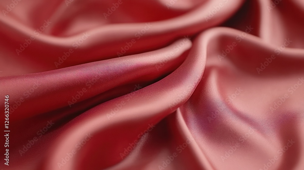 Fototapeta premium Draped coral silk fabric, studio backdrop, textured, luxurious