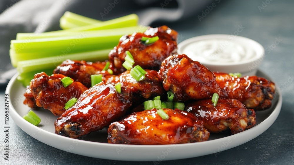 a plate of grilled chicken wing with sauce a plate of grilled chicken wing with sauce