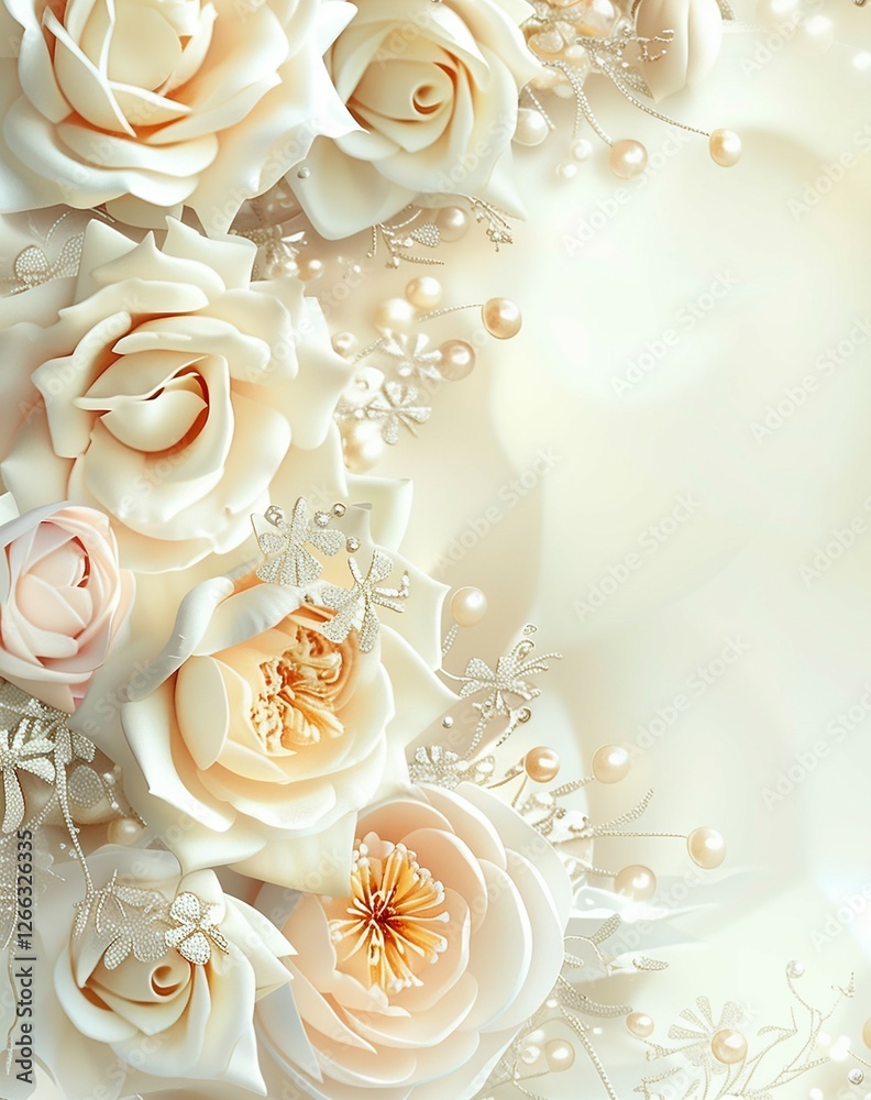 Delicate flowers adorn a soft pastel background, creating an elegant frame with enough space for invitations or greeting cards. Delicate flowers adorn a soft pastel background, creating an elegant frame with enough space for invitations or greeting cards.