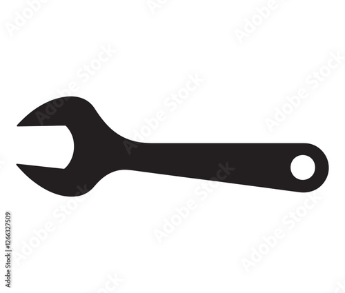 Wrench Isolated on White Background, Black Wrench Silhouette – Perfect for Engineering Designs