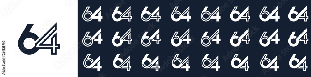 collection of creative number 64 logo designs. abstract sixty-four design vector illustration collection of creative number 64 logo designs. abstract sixty-four design vector illustration