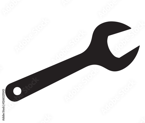 Wrench Isolated on White Background, Black Wrench Silhouette – Perfect for Engineering Designs