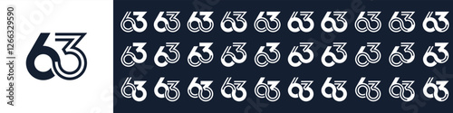 collection of creative number 63 logo designs. abstract sixty-three design vector illustration