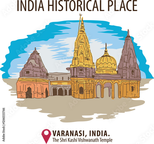 Vector of historical place in Varanasi, India.