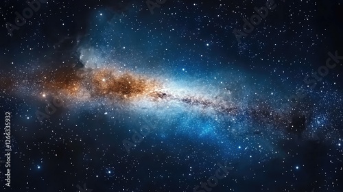 Fototapeta Naklejka Na Ścianę i Meble -  Realistic cosmic panorama: vibrant galaxy, countless stars, and deep space nebulae in the vast night sky. 
