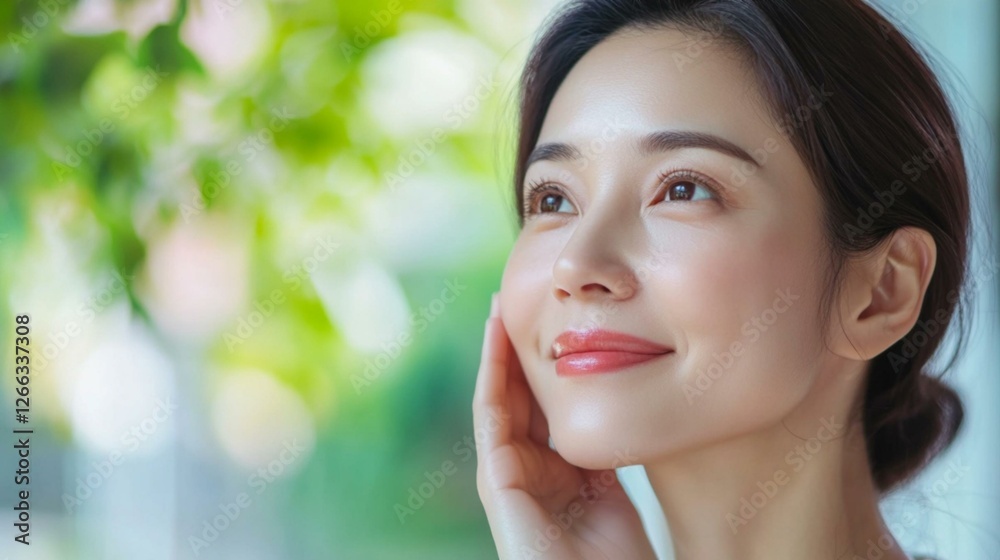 希望に満ちた若々しく見える美しい女性