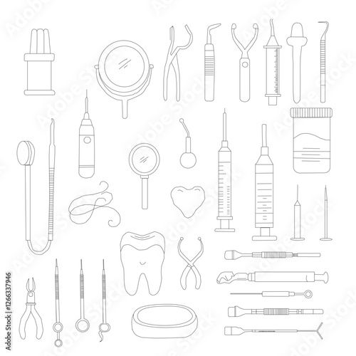 medical icons set. Dental Line Icon Set . Simple Set of Dental Related Vector Line Icons, Outline Symbol Collection medical icons set. Set of medical icon.
