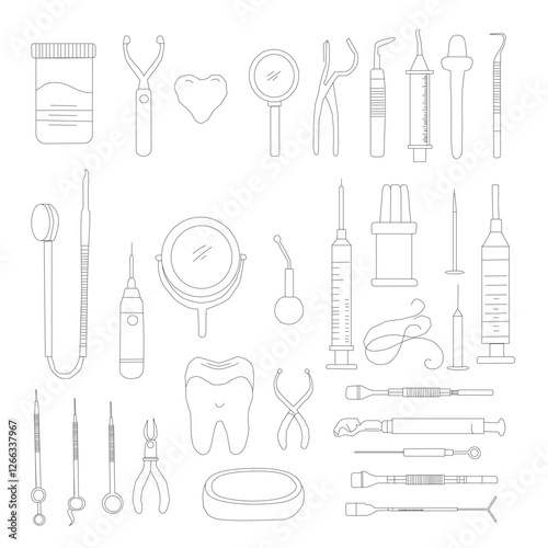 medical icons set. Dental Line Icon Set . Simple Set of Dental Related Vector Line Icons, Outline Symbol Collection medical icons set. Set of medical icon.