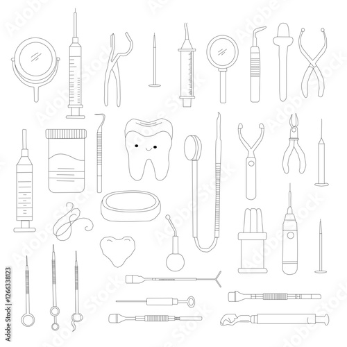 medical icons set. Dental Line Icon Set . Simple Set of Dental Related Vector Line Icons, Outline Symbol Collection medical icons set. Set of medical icon.
