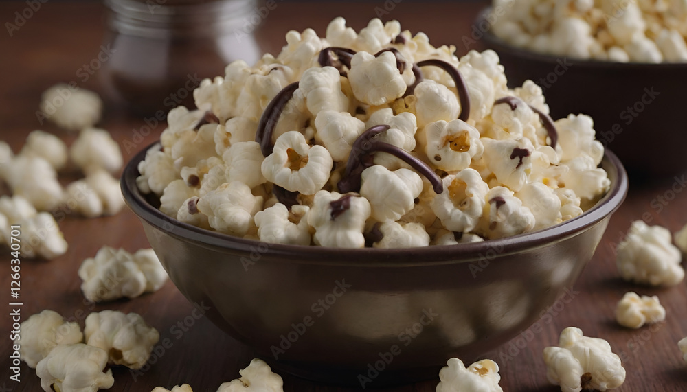 popcorn with chocolate in a bowl popcorn with chocolate in a bowl