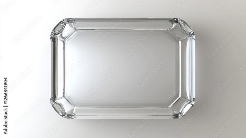 Empty Rectangular Glass Tray on White Background Empty Rectangular Glass Tray on White Background
