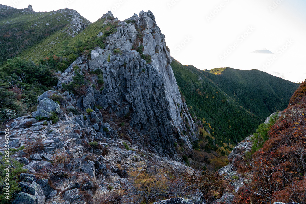 Fototapeta premium Kinpusan, Mt. Asahidake and surrounding views