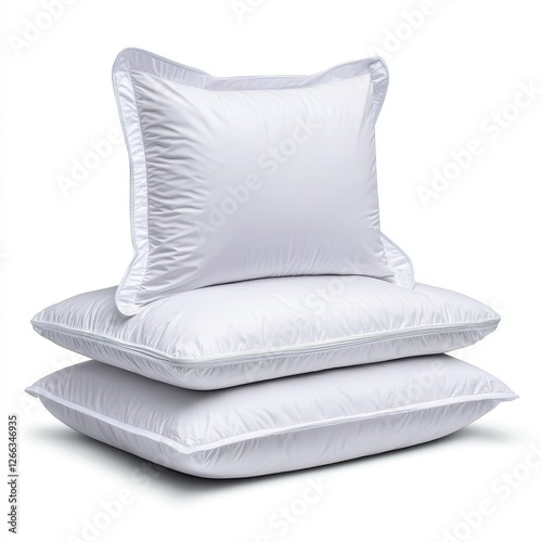 Soft White Pillows with Delicate Ruffles Luxurious Bedroom Comfort, Generative AI.
