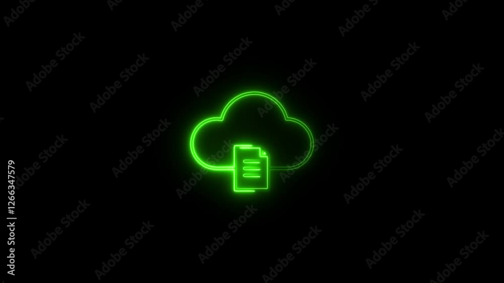 data and backup recovery icon neon style Internet education or distance training. 4K Video motion graphic animation.