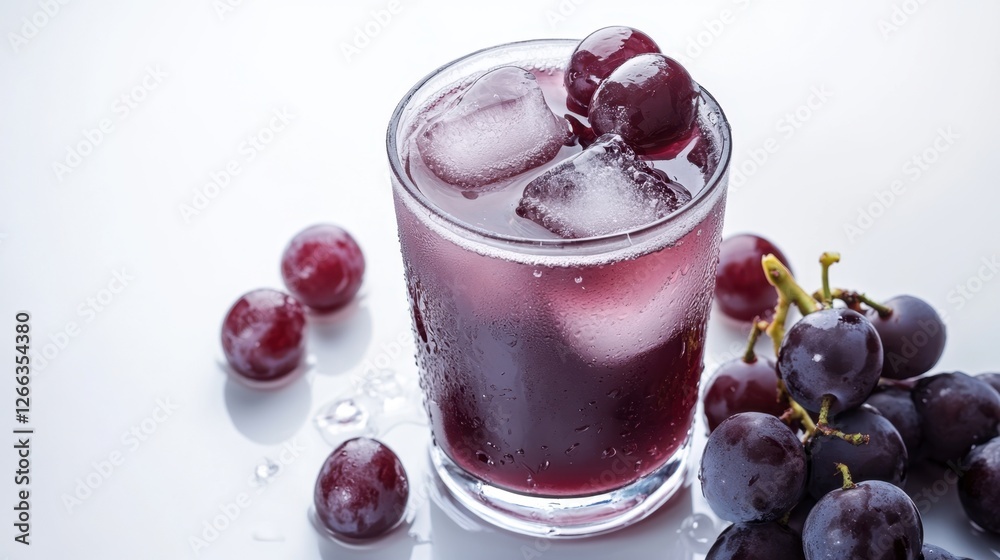 custom made wallpaper toronto digitalGrape juice in a glass with ice cubes on a white background