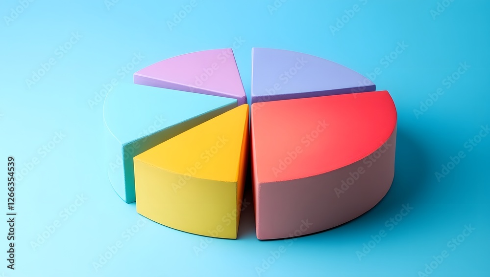 Obraz premium Colorful 3D Pie Chart on Light Blue Background (2)