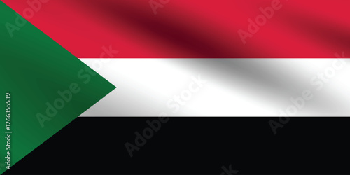 Sudan flag official colors and proportion digital vector illustration. Pleated flag.