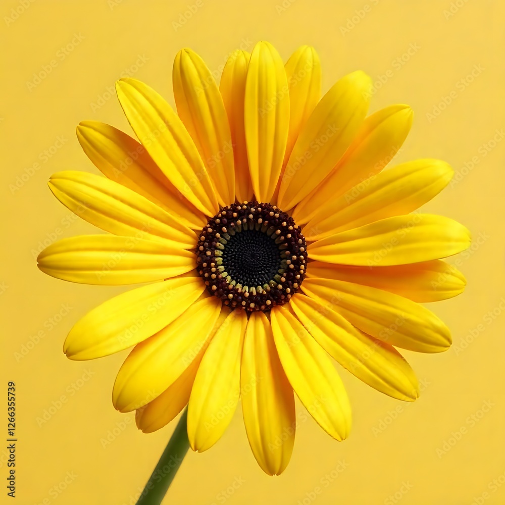 Obraz premium Vibrant Yellow Osteospermum Flower Close Up on Yellow Background