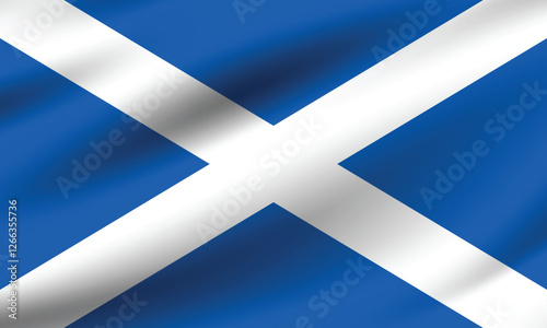 Scotland flag official colors and proportion digital vector illustration. Pleated flag.