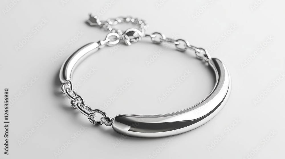 Polished silver bangle bracelet on white background Polished silver bangle bracelet on white background