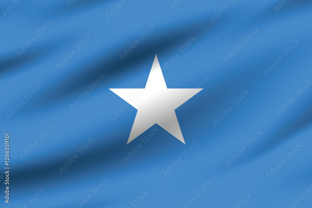 Obraz premium Somalia flag official colors and proportion digital vector illustration. Pleated flag.