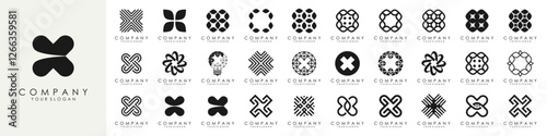 Set of letter X logo design vector. Modern futuristic abstract icon design collection