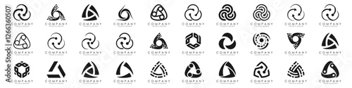 set of trinity tech logo design. technology vector illustration