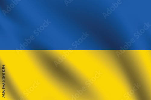 Ukraine flag official colors and proportion digital vector illustration. Pleated flag.