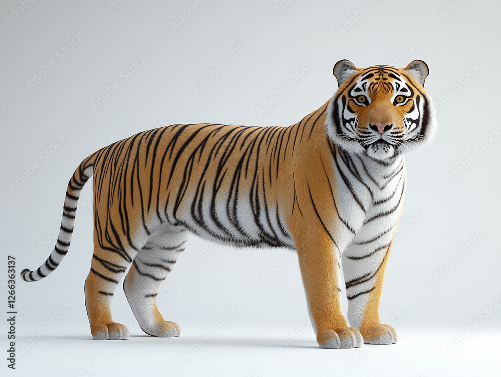 Obraz premium Majestic Bengal Tiger in Profile: Capturing the Grace and Power of the Wild in Stunning Detail