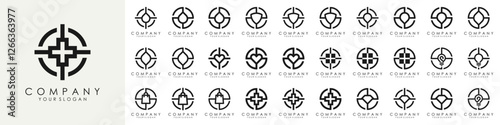 set of target Logo designs Template. symbol shield combined with target sign.