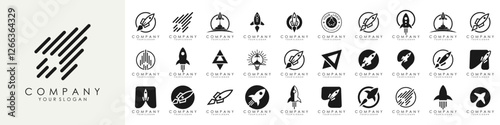 set of creative rocket logo design. vector illustration