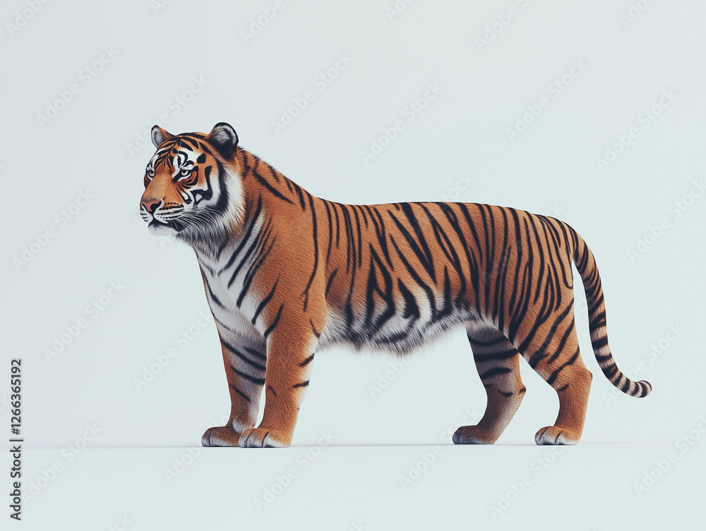 Obraz premium Majestic Bengal Tiger in Profile: Capturing the Grace and Power of the Wild in Stunning Detail