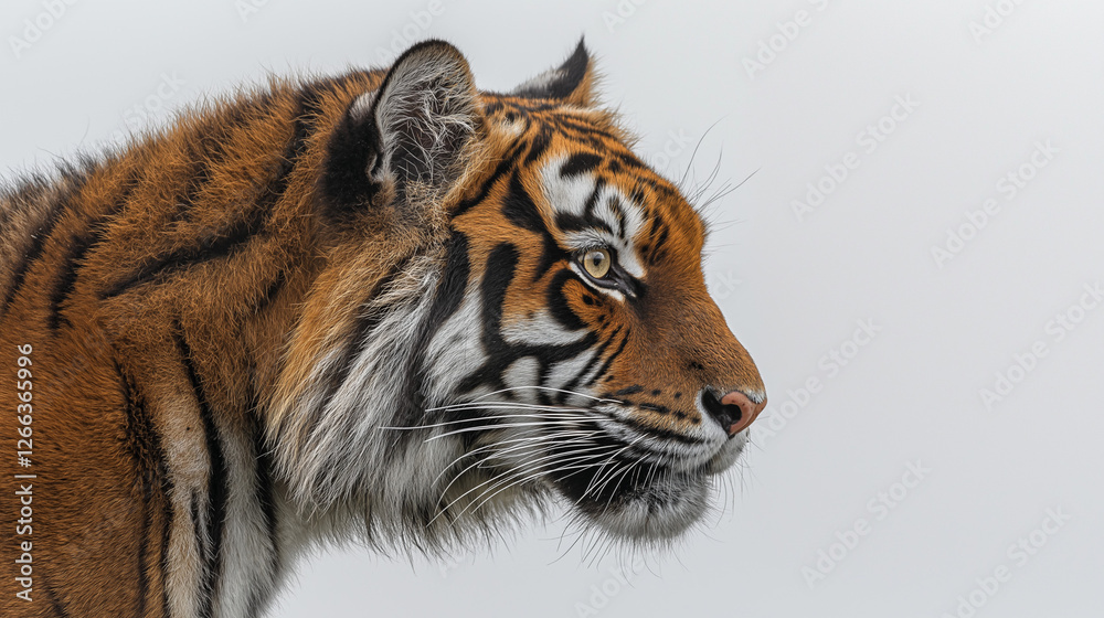 Obraz premium Majestic Bengal Tiger in Profile: Capturing the Grace and Power of the Wild in Stunning Detail