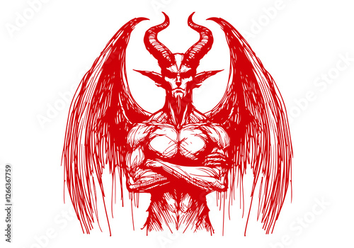Demon hand drawn sketch vector