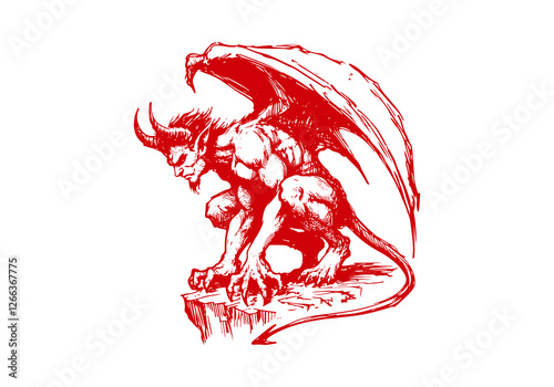 Demon hand drawn sketch vector