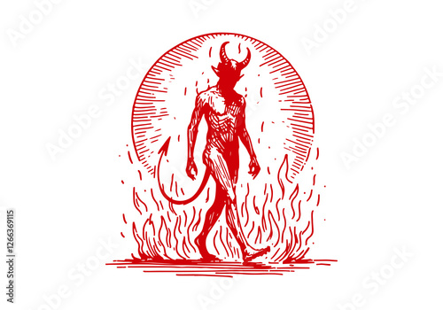 Demon hand drawn sketch vector