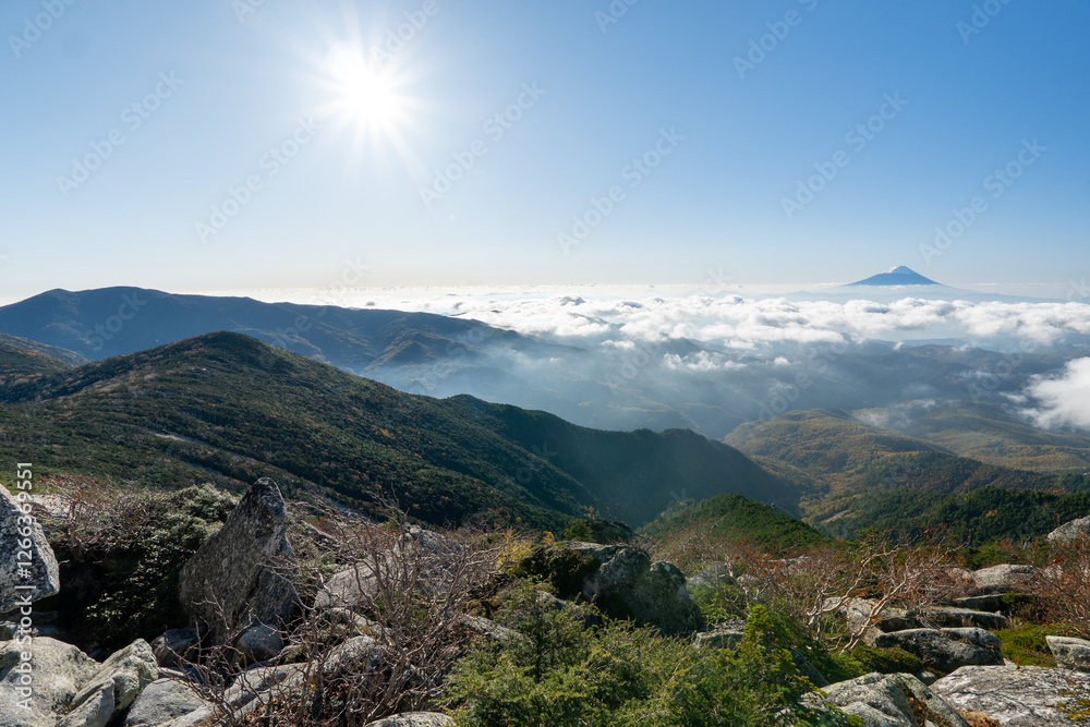 Fototapeta premium Kinpusan, Mt. Asahidake and surrounding views