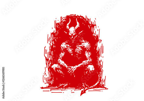 Demon hand drawn sketch vector
