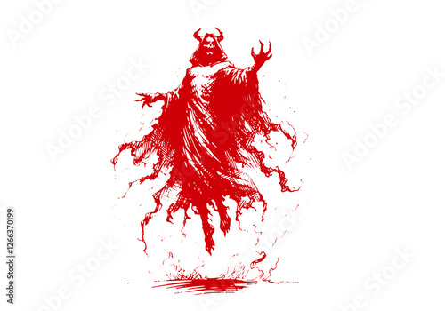 Demon hand drawn sketch vector