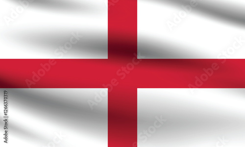 England flag official colors and proportion digital vector illustration. Pleated flag.