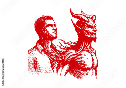Demon hand drawn sketch vector